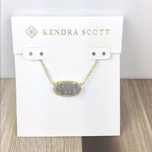 Kendra Scott Elisa platinum drusy gold necklace